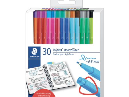 Triplus Fineliner Pens - 0.8 mm, 30 Pieces Discount