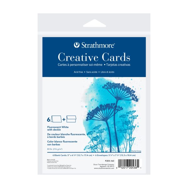 Deckled edge creative cards, Fluorescent White Discount