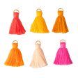 6-Pack Cotton Tassels - Warm Colours Hot on Sale