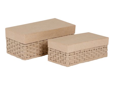 2-Pack Papier-Mâché Braided Baskets - Rectangular Online now