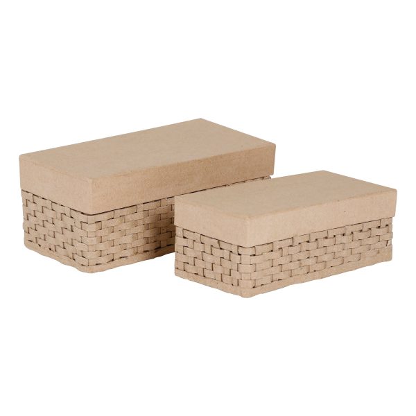 2-Pack Papier-Mâché Braided Baskets - Rectangular Online now