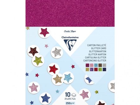 10-Pack Glitter Cards - Assorted Colours Supply