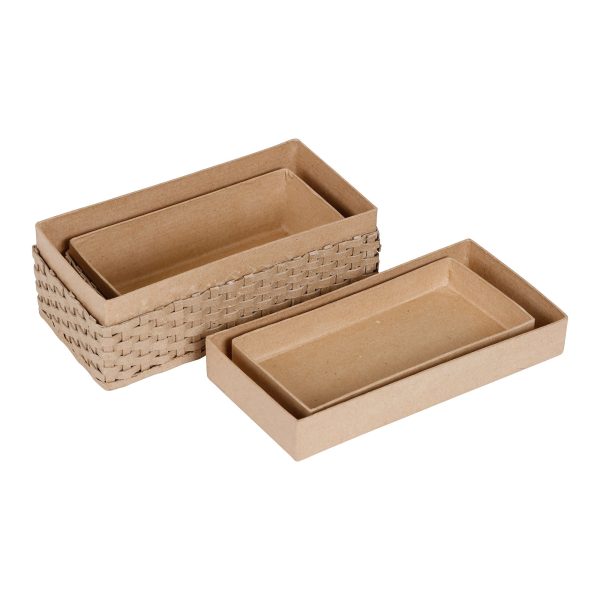 2-Pack Papier-Mâché Braided Baskets - Rectangular Online now