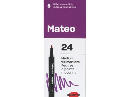 24-Pack Mateo Medium-Tip Markers Set, Assorted Colours Online now