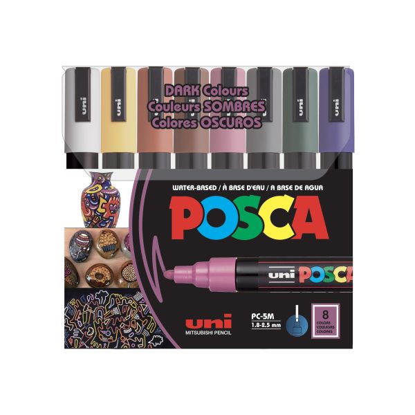 Paint Markers - PC-5M Medium Tip, Dark Colours, 8 Pieces on Sale