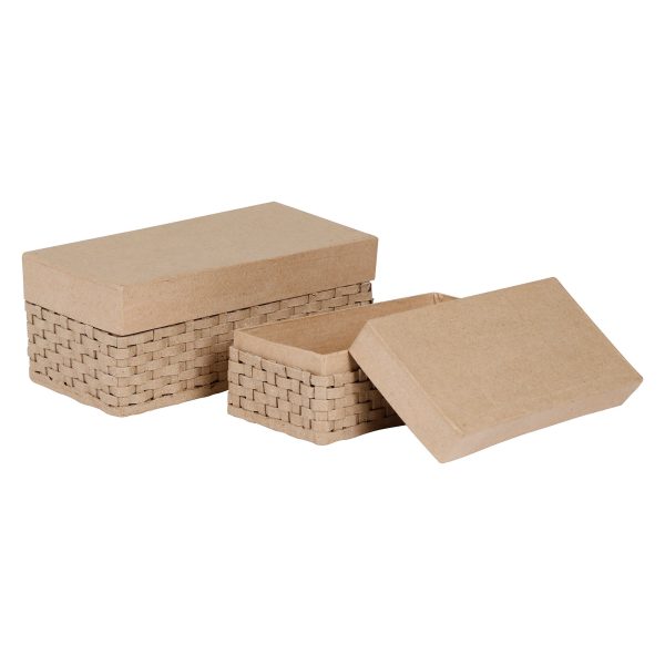 2-Pack Papier-Mâché Braided Baskets - Rectangular Online now