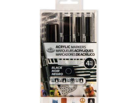 Acrylic Marker Kit - Assorted Tips, Black, 4 Pieces Hot on Sale