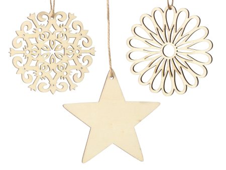 3-Pack Natural Wood Ornaments - Mandala Online