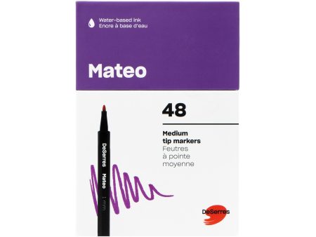 48-Pack Mateo Medium-Tip Markers Set, Assorted Colours Hot on Sale