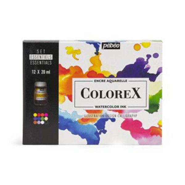 Colorex Watercolour Ink Set - Essential Colours, 12 x 20 ml For Cheap