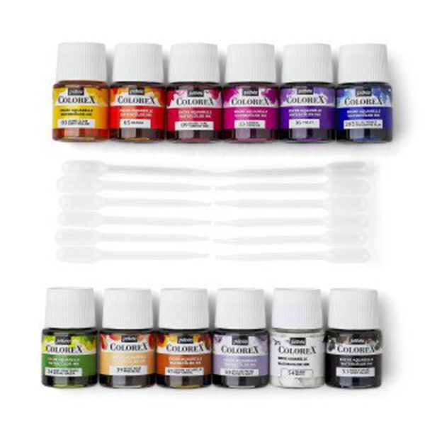 Colorex Watercolour Ink Set - Essential Colours, 12 x 20 ml For Cheap