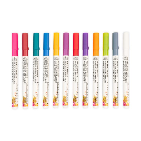 Acrylic Marker Kit - Fine Tip, Jewel Colours, 12 Pieces Supply