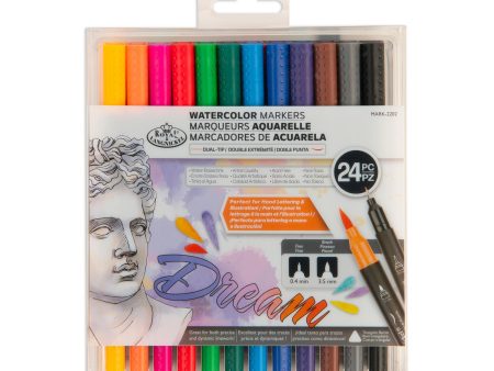 Watercolour Marker Kit - Dual Tip, Assorted Colours, 24 Pieces For Sale