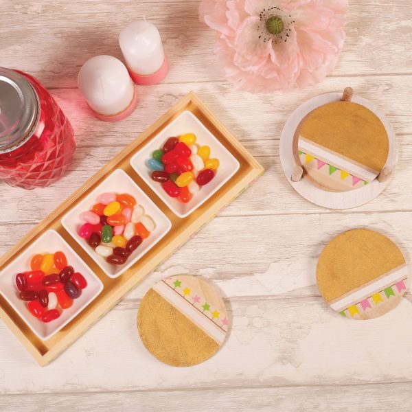 4-Piece Pawlonia Wooden Coaster Set - 12.5 x 12.5 x 1 cm Online now