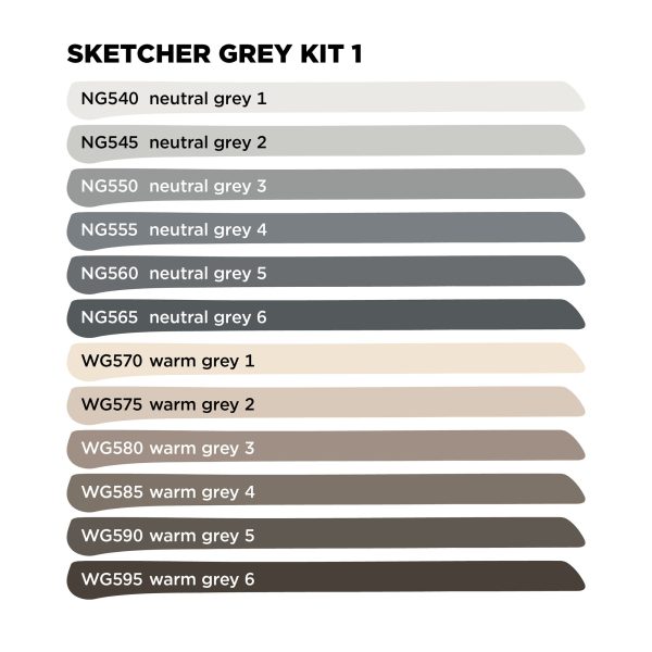 12-Pack Sketcher Markers - Main Grey #1 Set Online Hot Sale