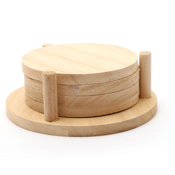 4-Piece Pawlonia Wooden Coaster Set - 12.5 x 12.5 x 1 cm Online now