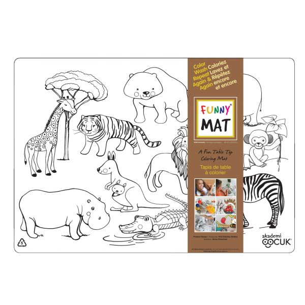 Funny Mat Colouring Placemat - Wild Animals Fashion