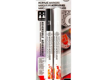 Acrylic Marker Kit - Reversible Tip, Black & White, 2 Pieces Online now