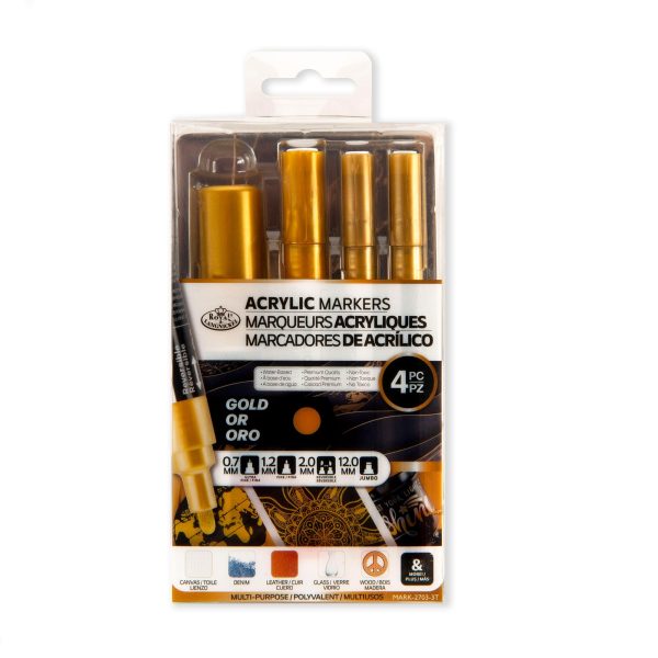 Acrylic Marker Kit - Assorted Tips, Gold, 4 Pieces Sale