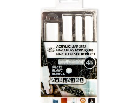 Acrylic Marker Kit - Assorted Tips, White, 4 Pieces For Sale