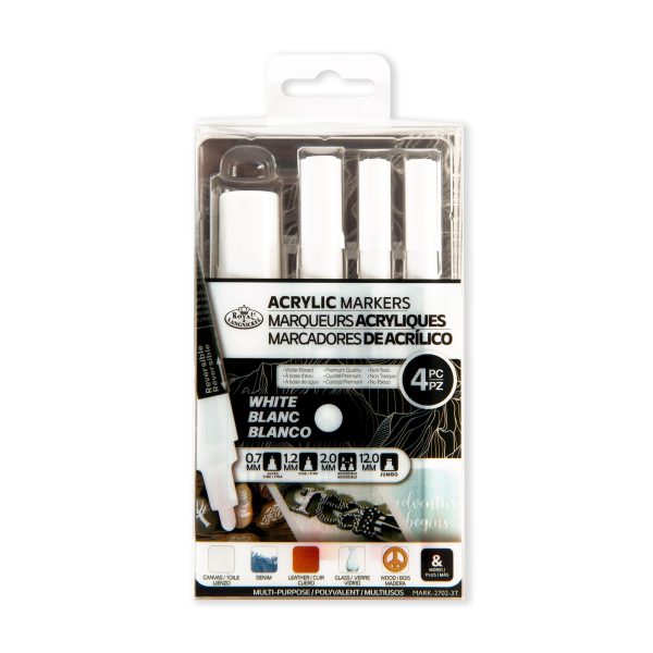 Acrylic Marker Kit - Assorted Tips, White, 4 Pieces For Sale