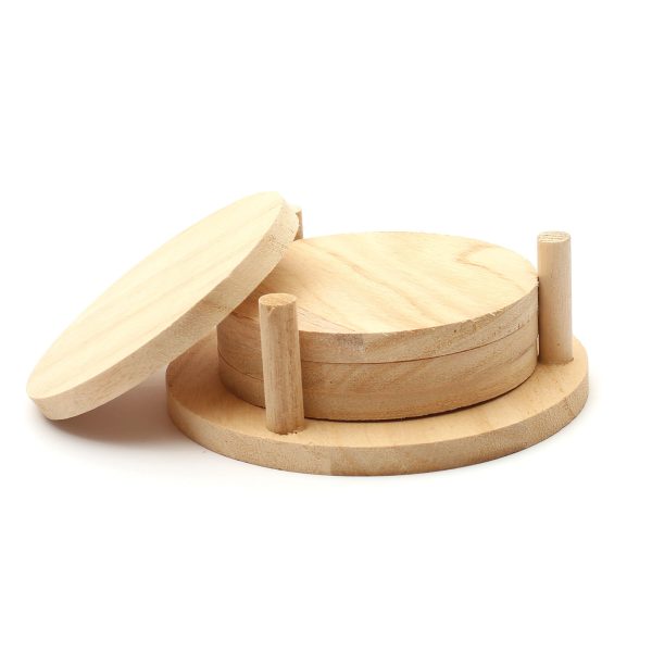 4-Piece Pawlonia Wooden Coaster Set - 12.5 x 12.5 x 1 cm Online now